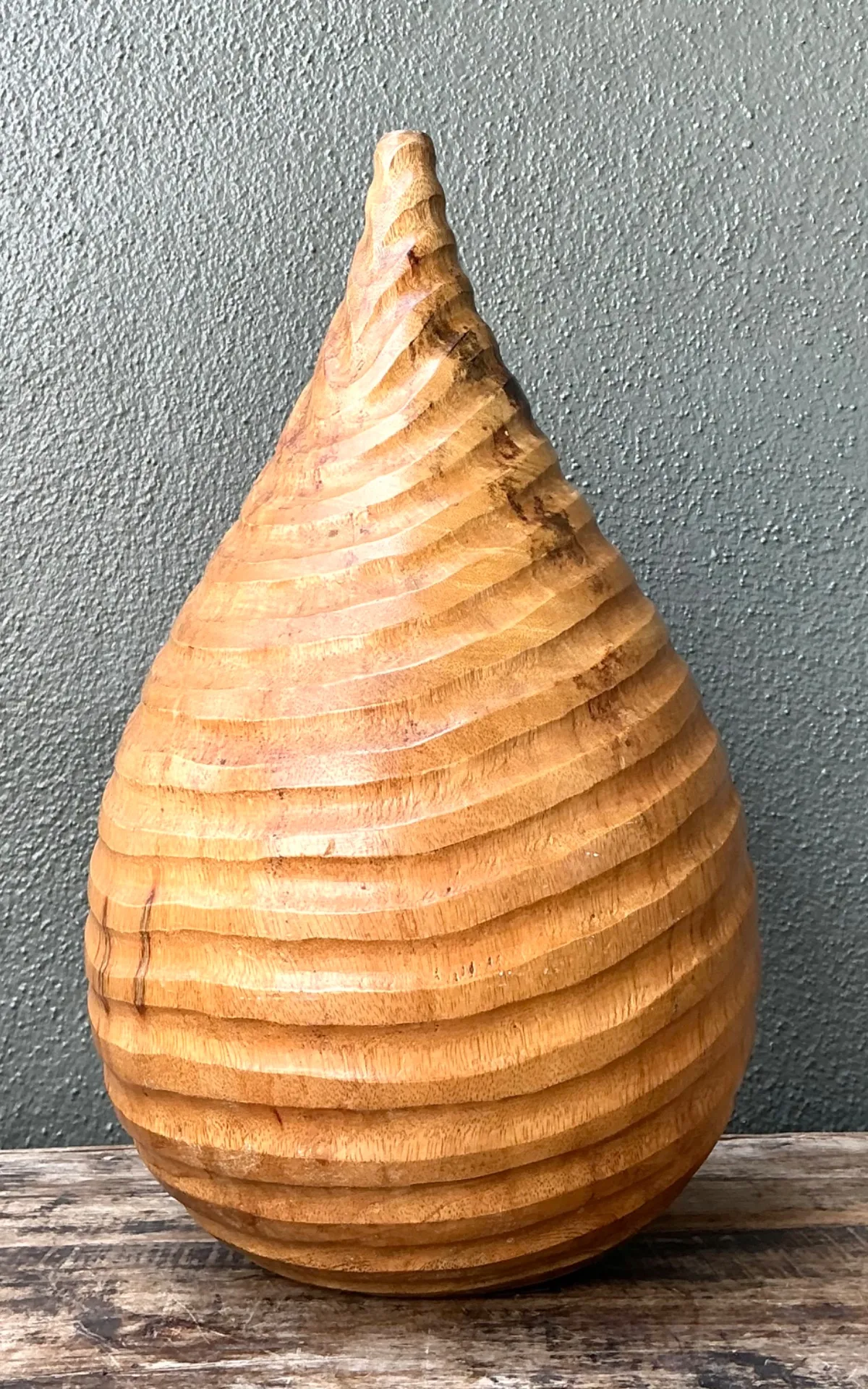 Vintage Natural Wood Teardrop Vase — additional photo 5