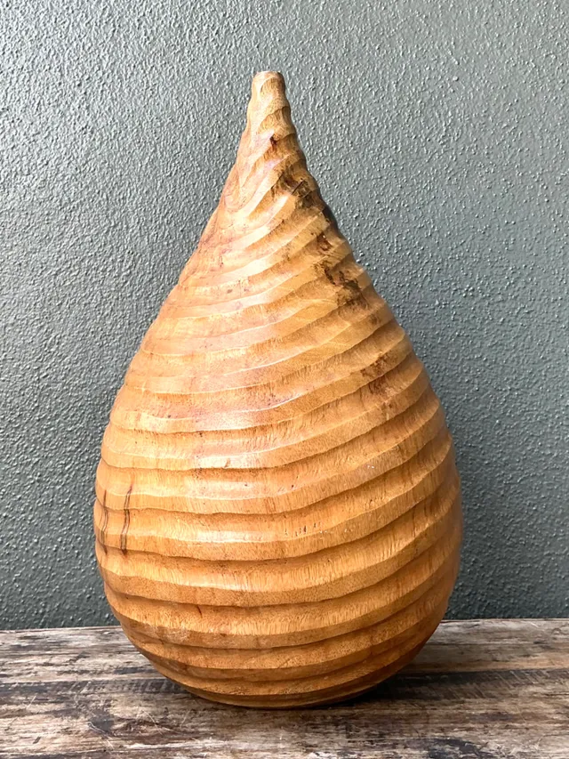 Vintage Natural Wood Teardrop Vase — additional photo 5