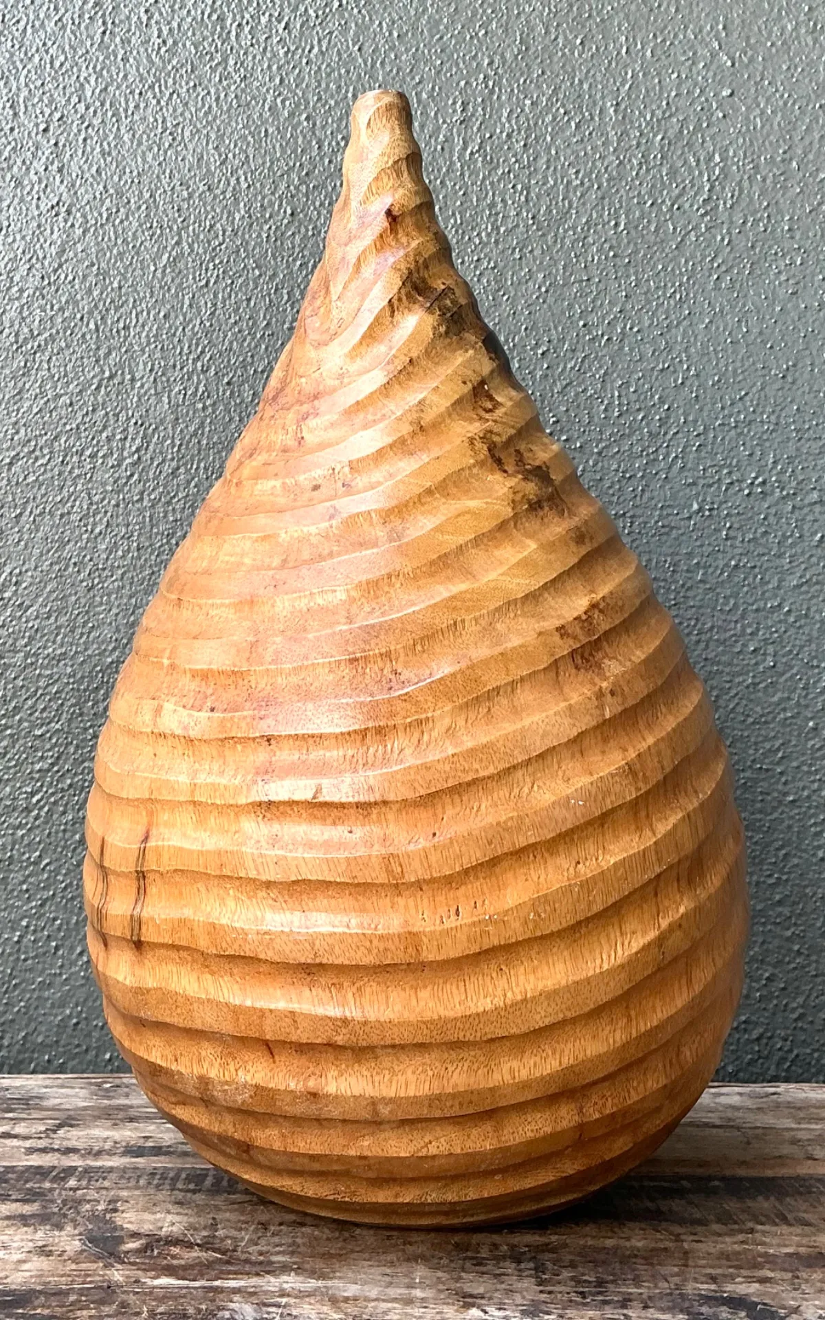 Vintage Natural Wood Teardrop Vase — additional photo 6