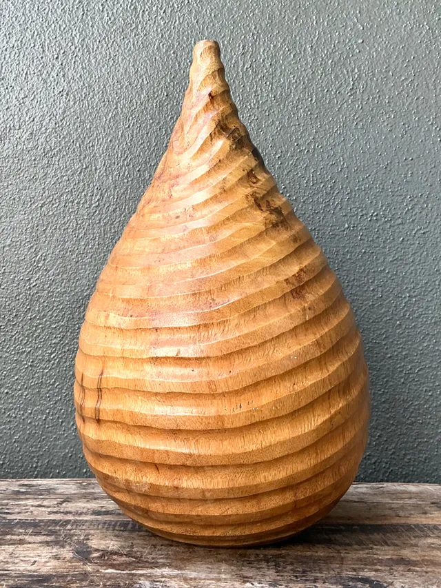 Vintage Natural Wood Teardrop Vase — additional photo 6