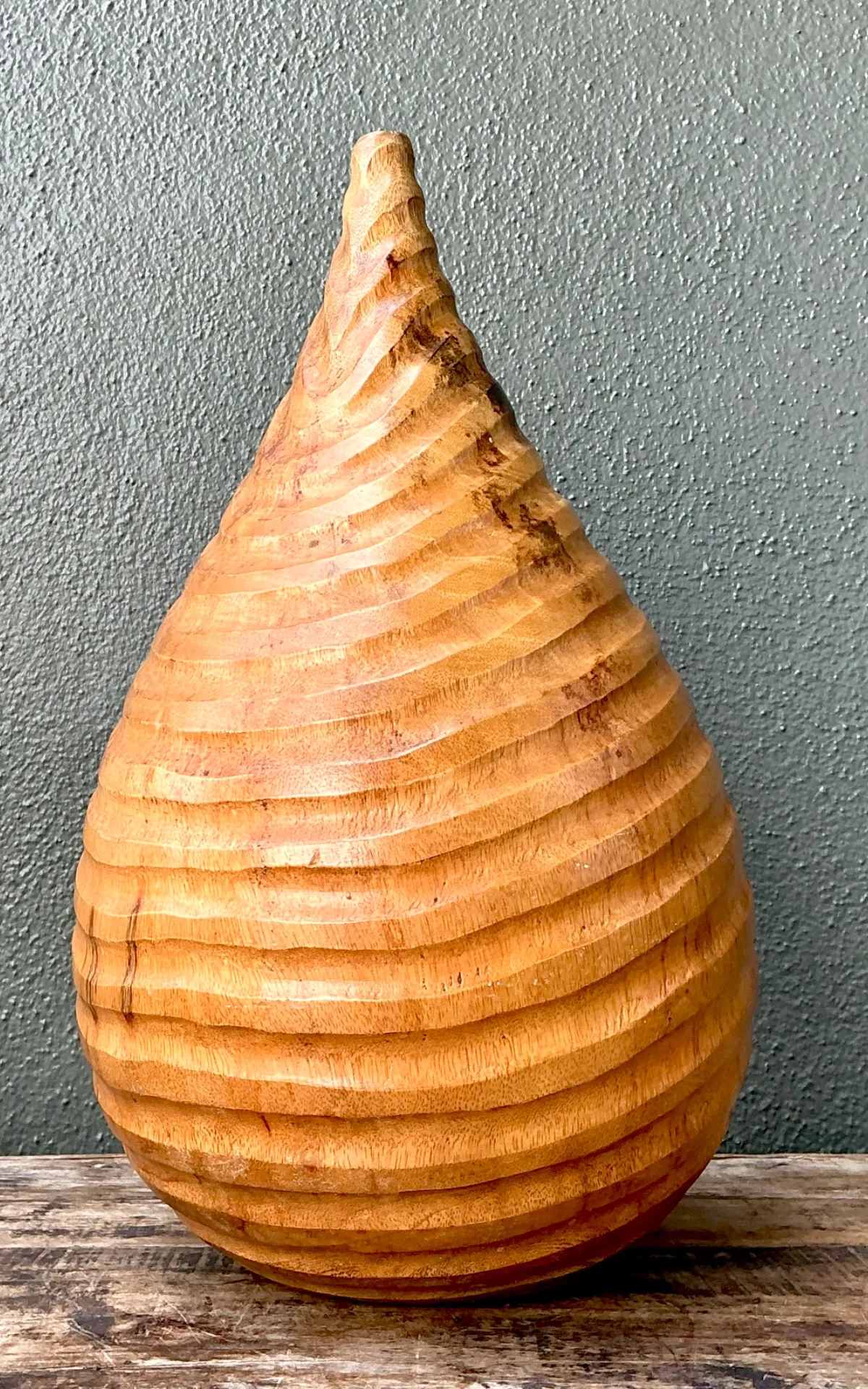 Vintage Natural Wood Teardrop Vase — additional photo 4