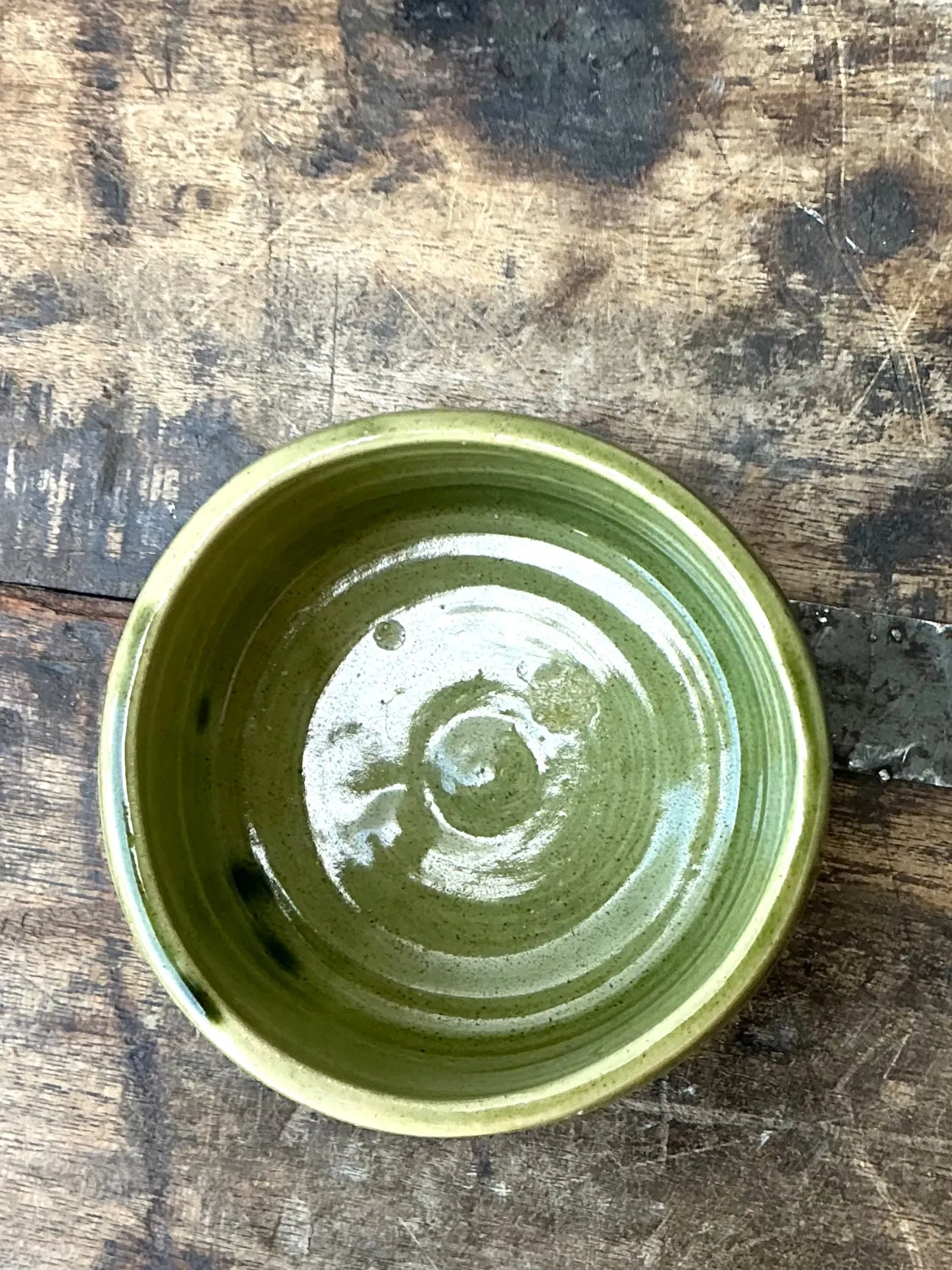 Vintage Studio Pottery Green Bowl — additional photo 2