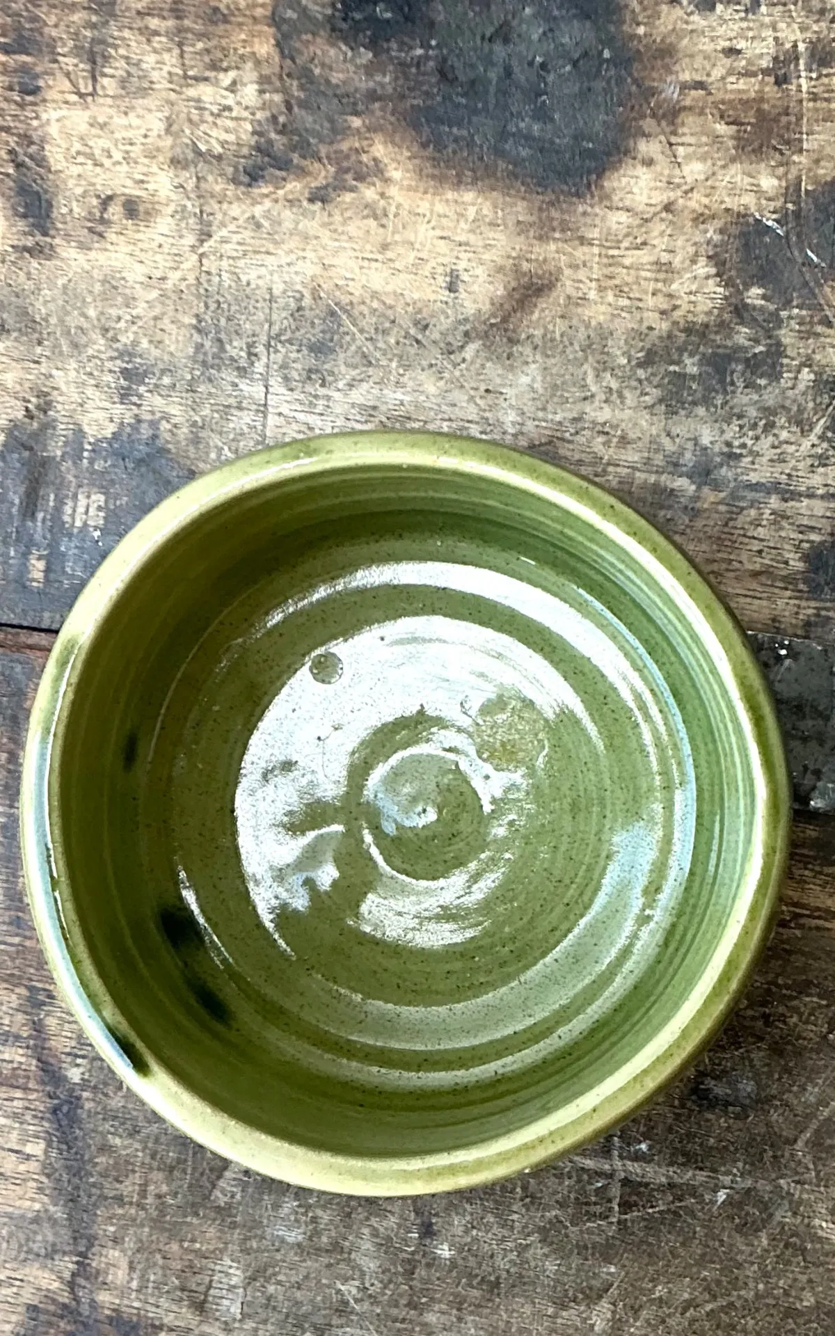 Vintage Studio Pottery Green Bowl — additional photo 2