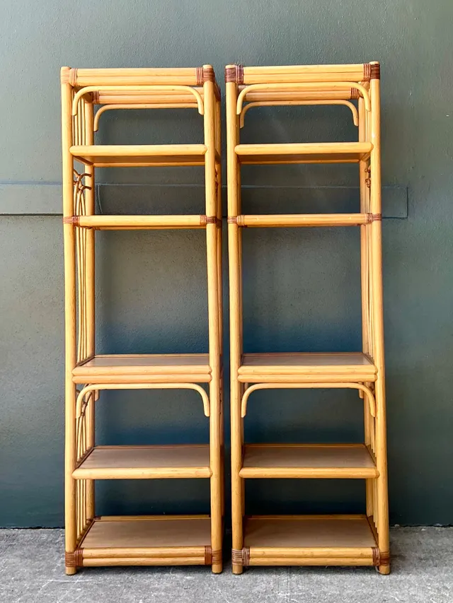 Vintage Rattan Etagere Shelves - A Pair — additional photo 3