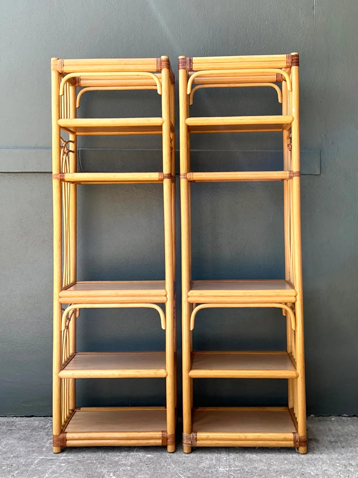 Vintage Rattan Etagere Shelves - A Pair — additional photo 5