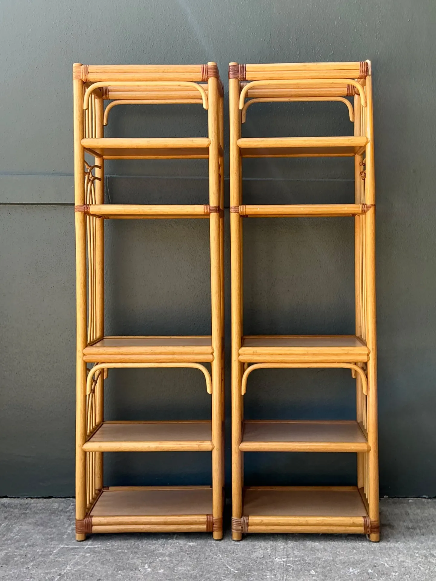 Vintage Rattan Etagere Shelves - A Pair — additional photo 8