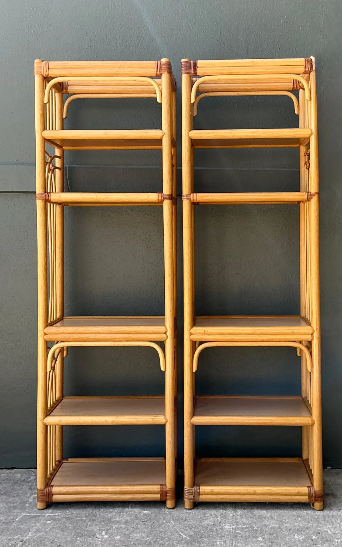 Vintage Rattan Etagere Shelves - A Pair — additional photo 8