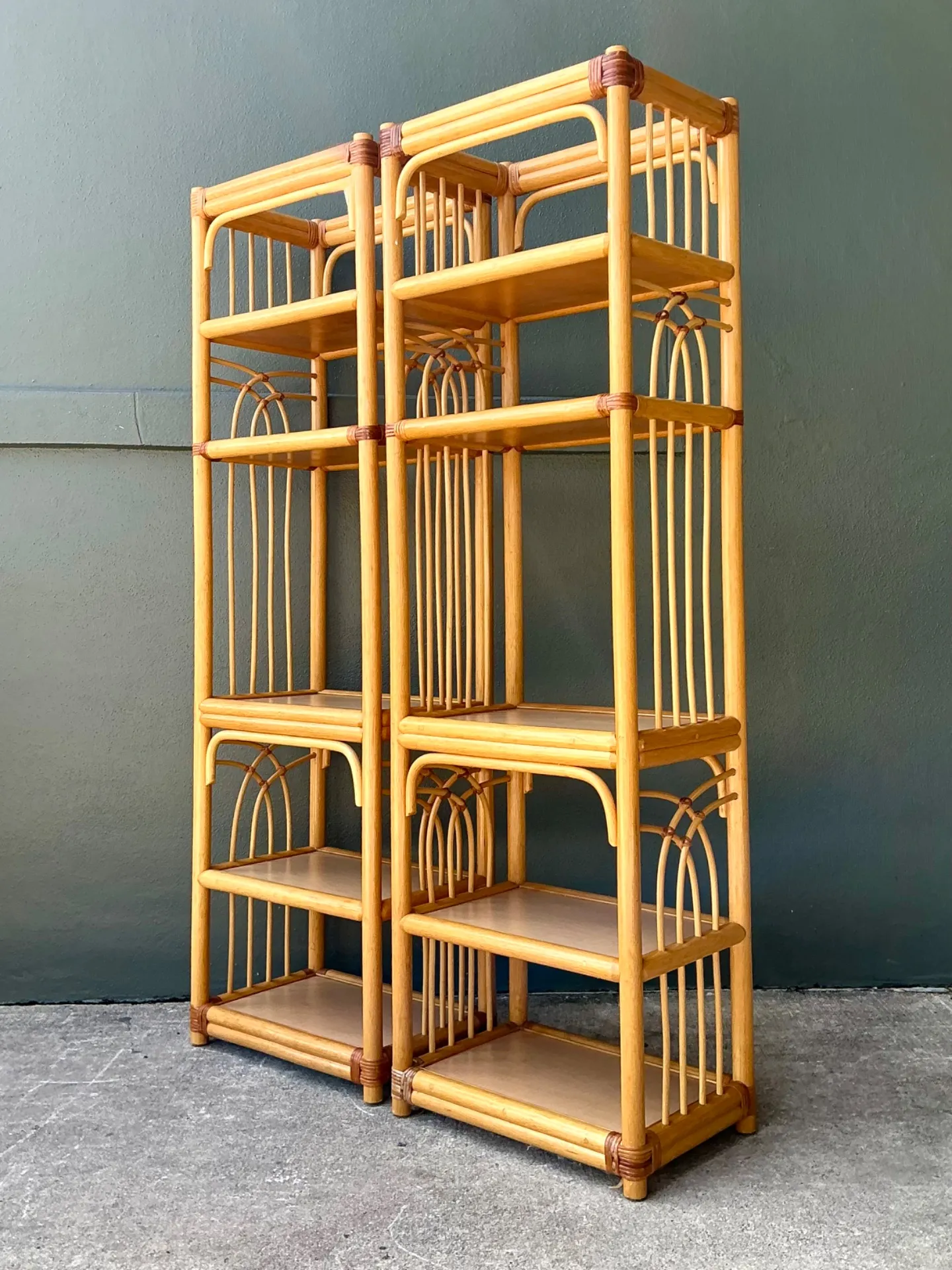 Vintage Rattan Etagere Shelves - A Pair — additional photo 7