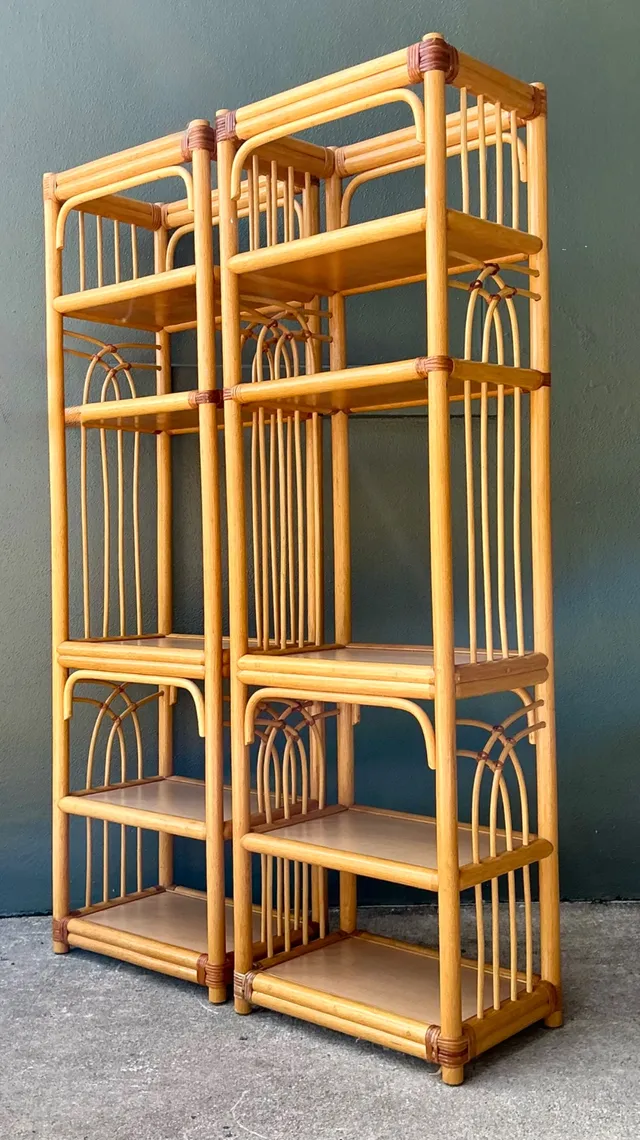 Vintage Rattan Etagere Shelves - A Pair — additional photo 6