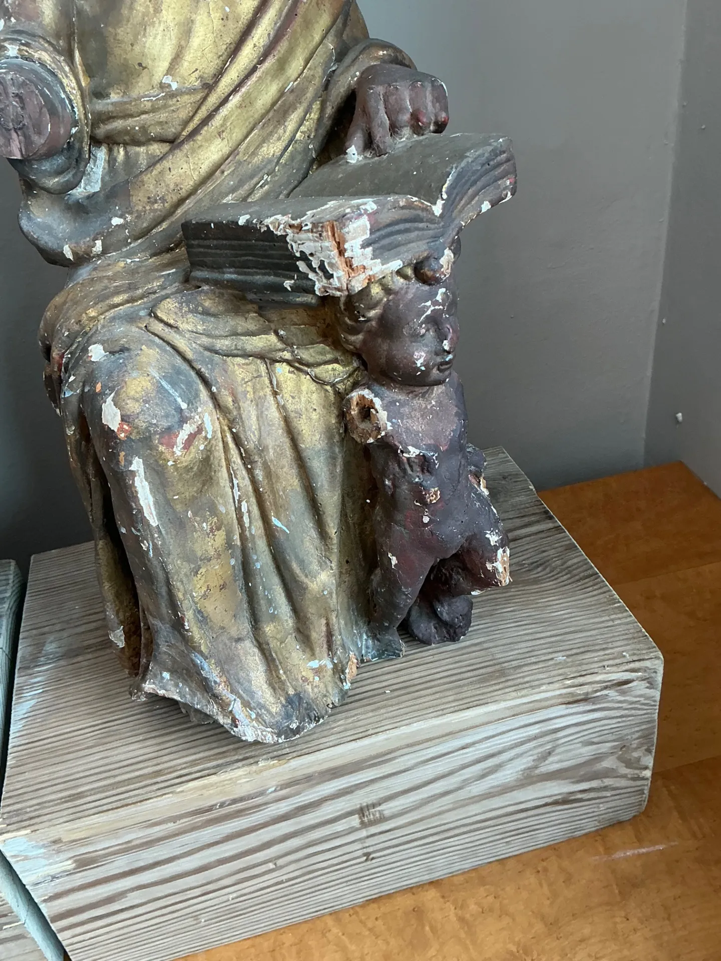 Vintage Polychromed Carved Wooden Figures - Set Of 2 — additional photo 7