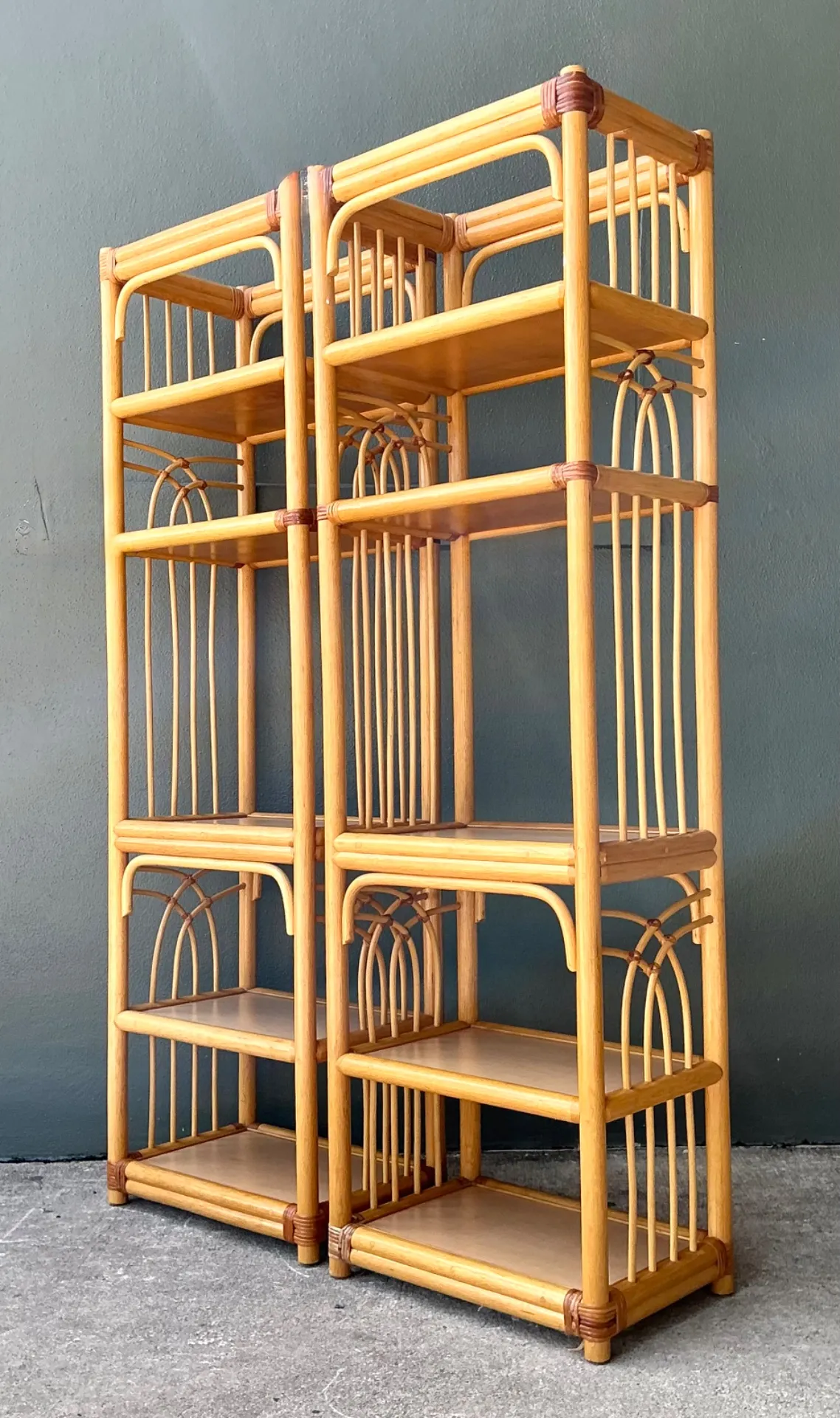 Vintage Rattan Etagere Shelves - A Pair — additional photo 4