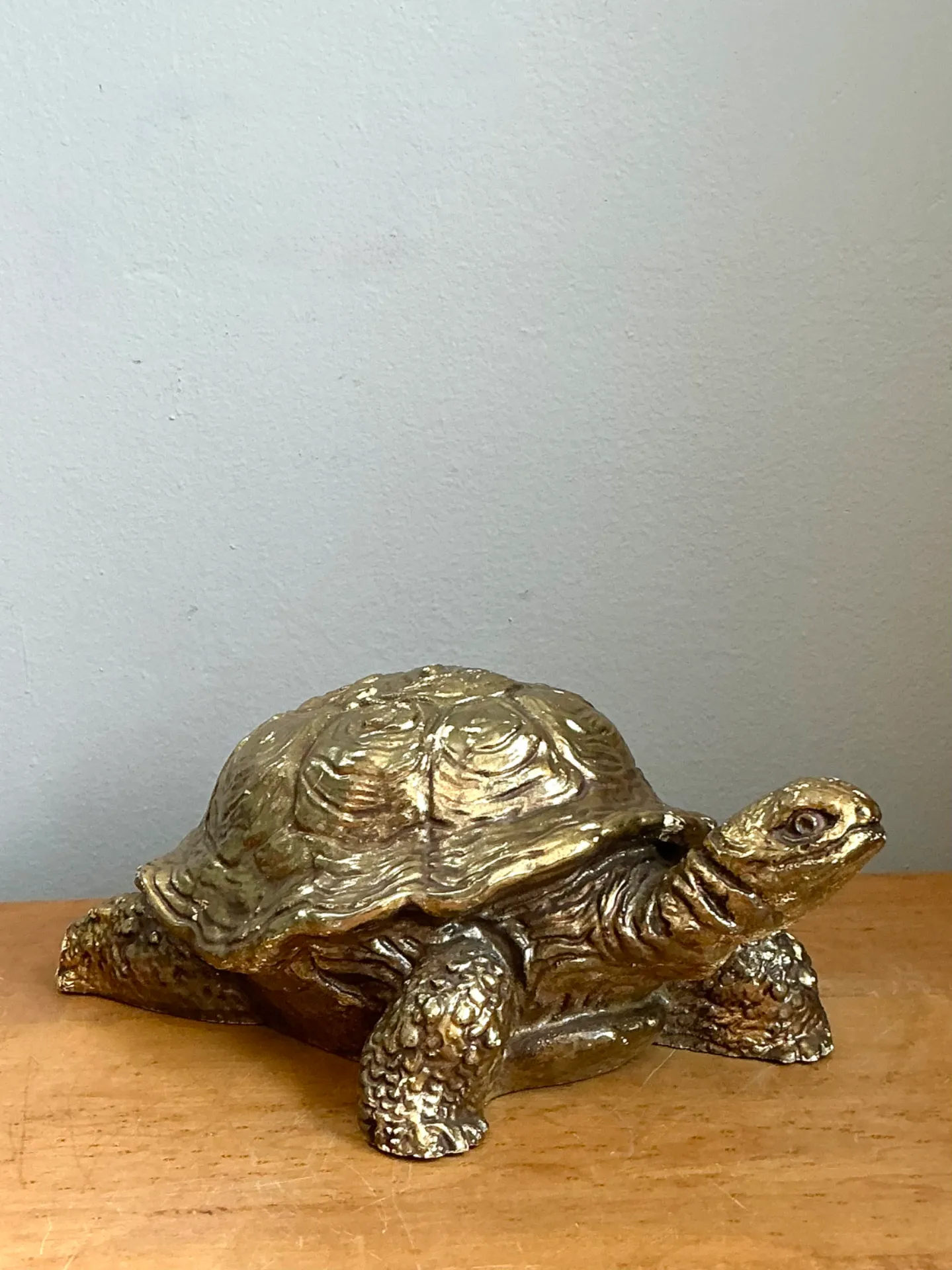 Vintage Gold Painted Wood Turtle Figure — additional photo 6