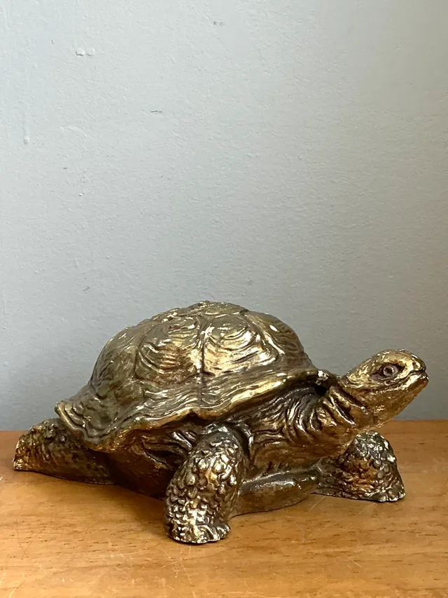 Vintage Gold Painted Wood Turtle Figure — additional photo 3