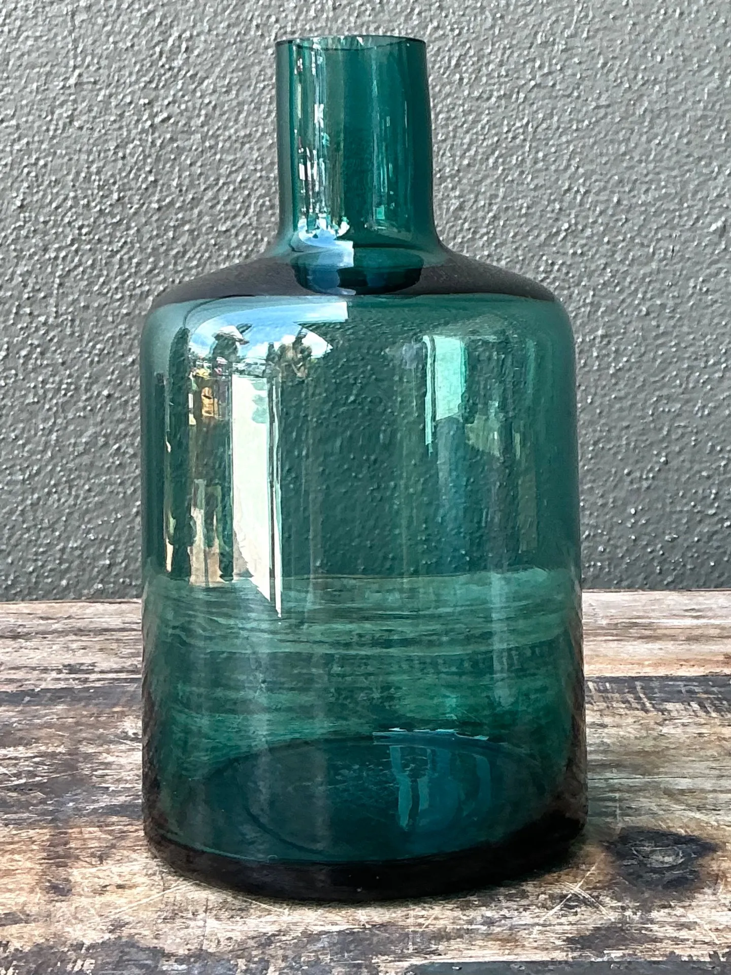 Vintage Teal Glass Vase — additional photo 2