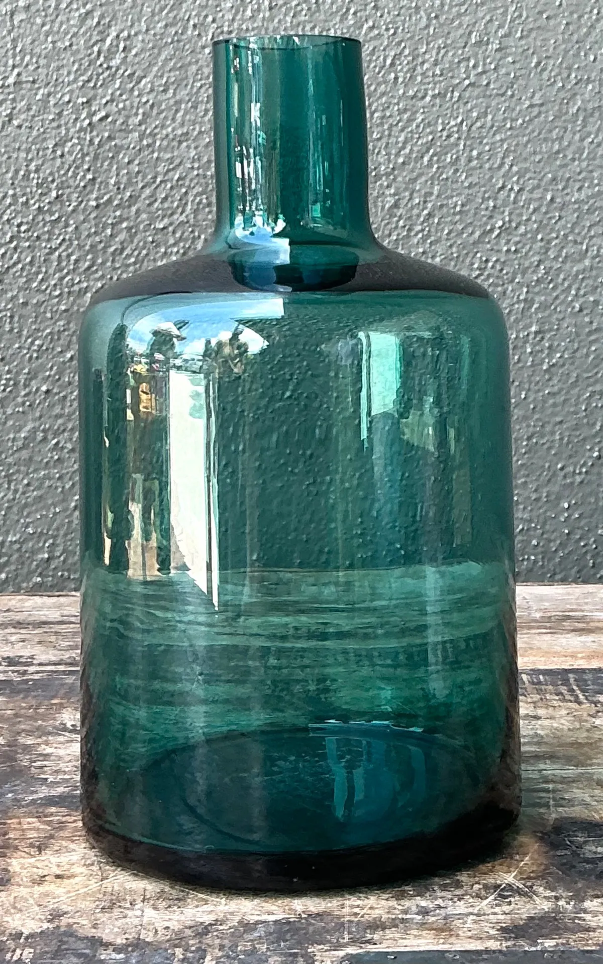 Vintage Teal Glass Vase — additional photo 2
