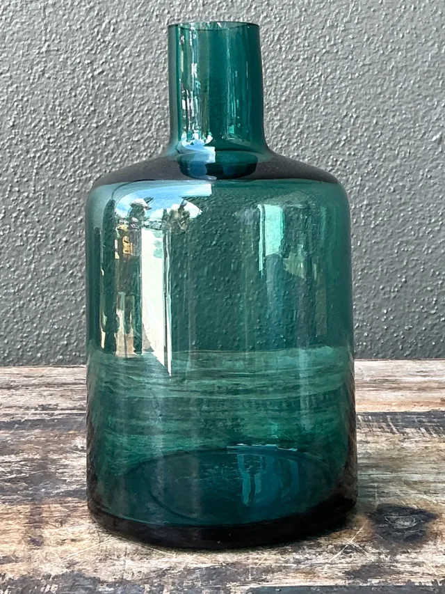 Vintage Teal Glass Vase — additional photo 2