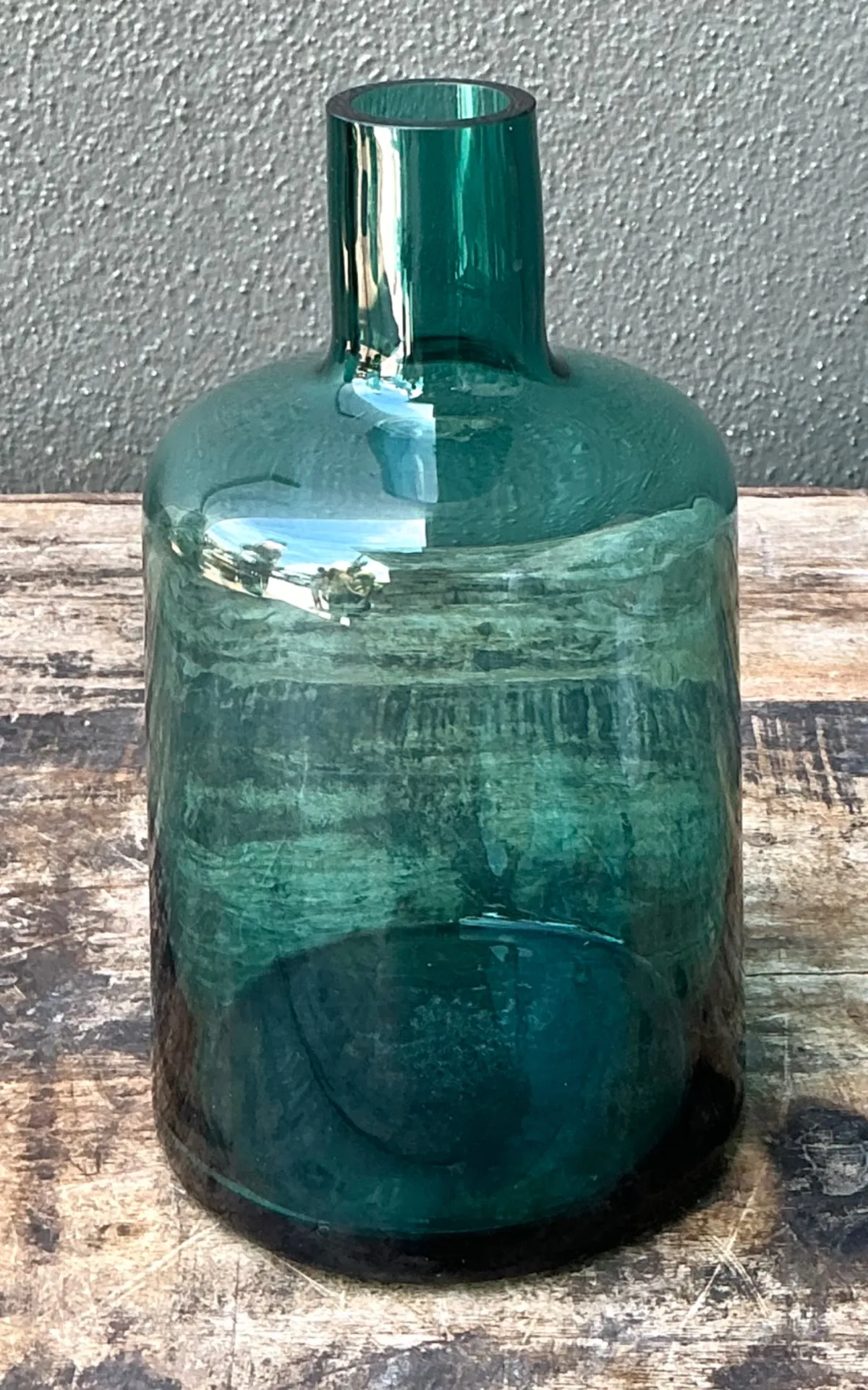 Vintage Teal Glass Vase — additional photo 3