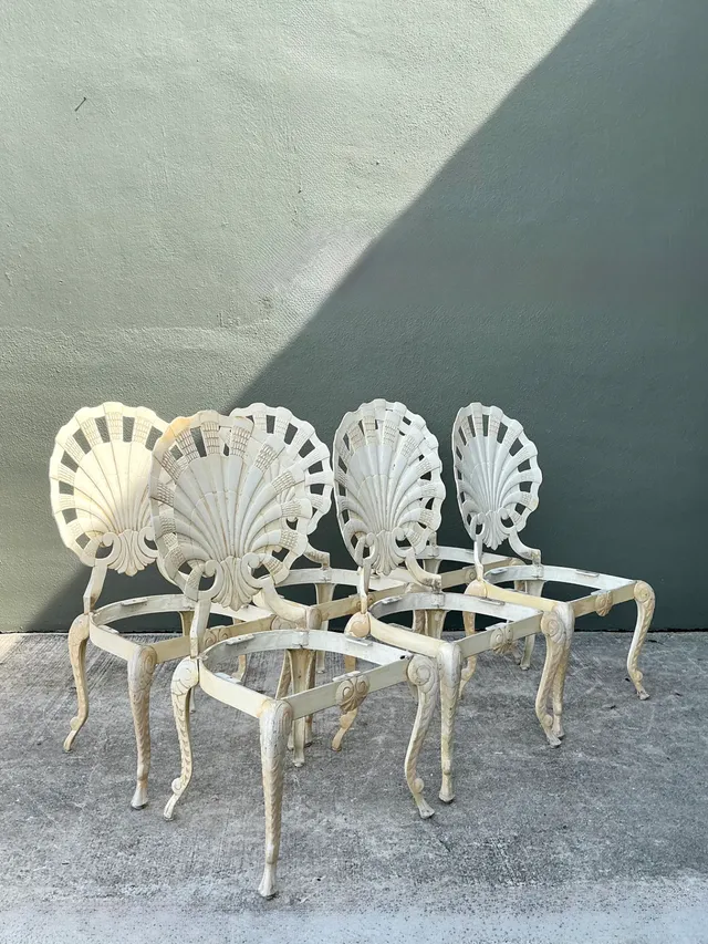 Vintage Cast Aluminum Shell Back Grotto Chairs - Set Of 6 — additional photo 5