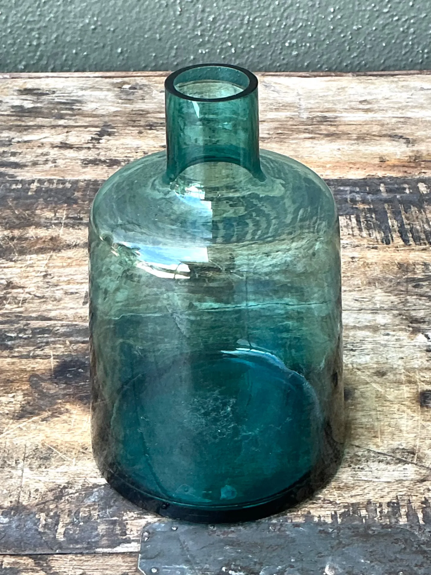Vintage Small Teal Glass Vase — additional photo 6