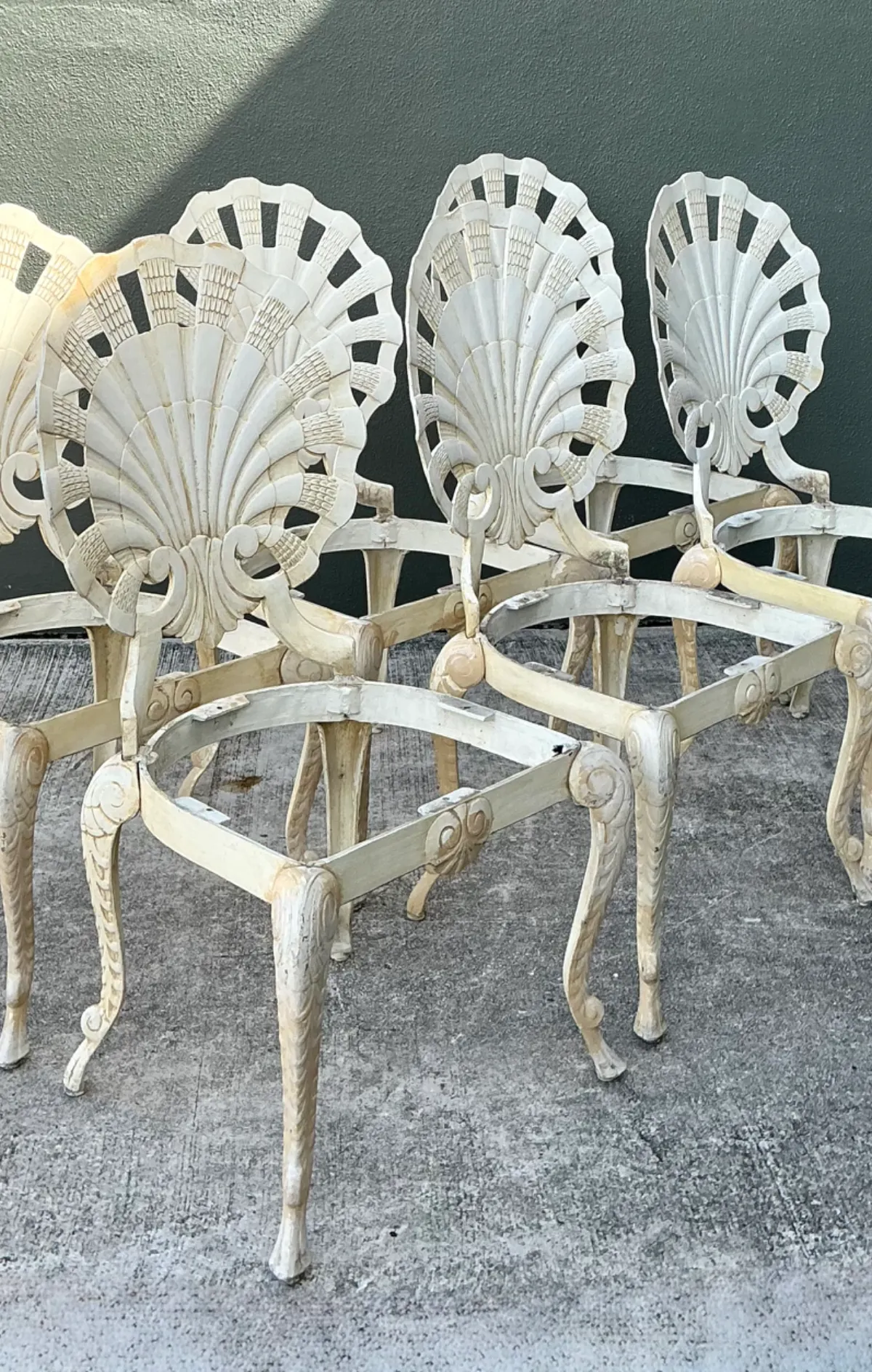 Vintage Cast Aluminum Shell Back Grotto Chairs - Set Of 6