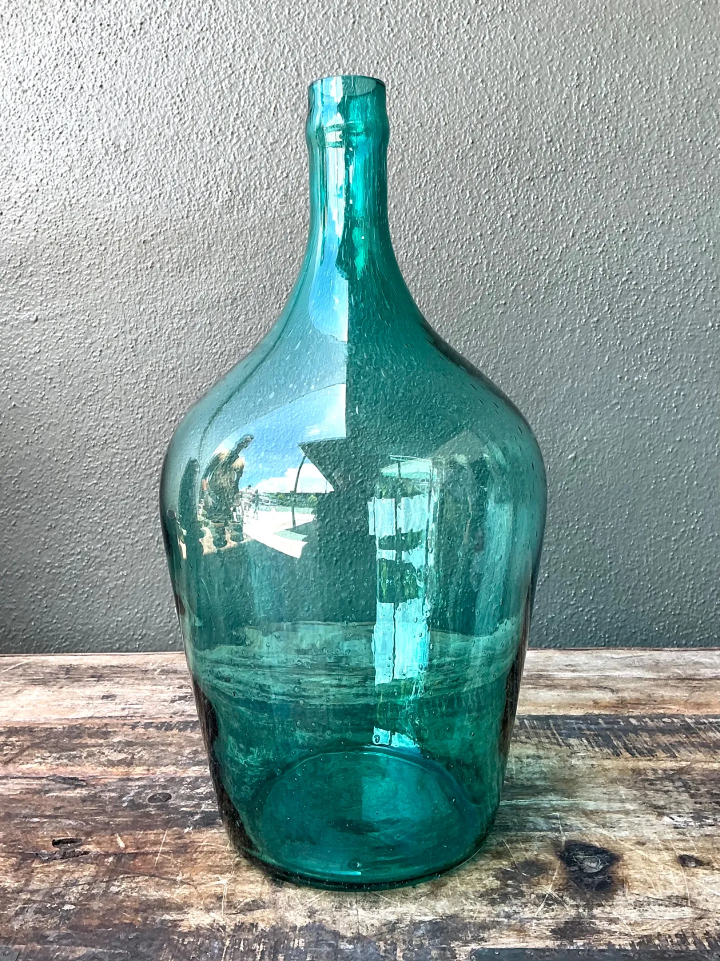 Vintage Teal Glass Demijohn — additional photo 2