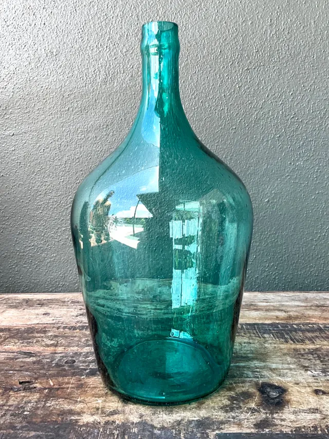 Vintage Teal Glass Demijohn — additional photo 4