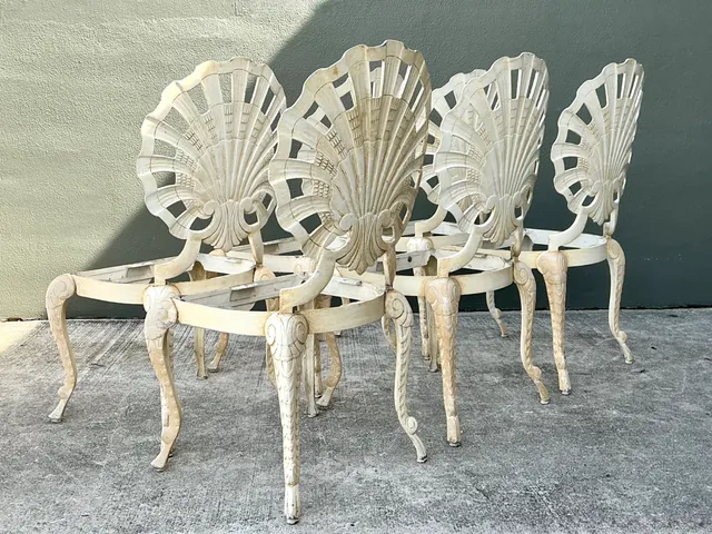 Vintage Cast Aluminum Shell Back Grotto Chairs - Set Of 6 — additional photo 3