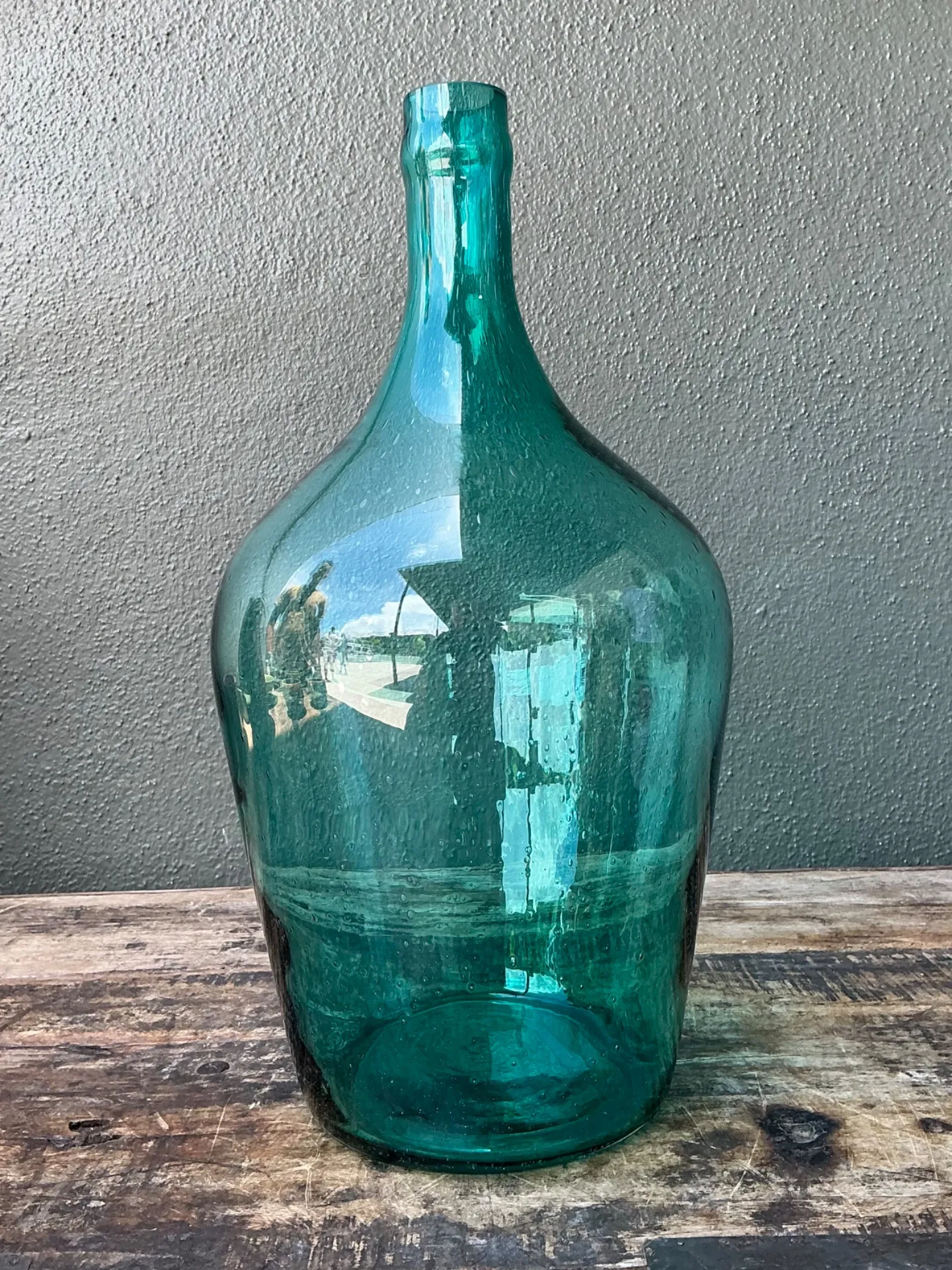 Vintage Teal Glass Demijohn — additional photo 3