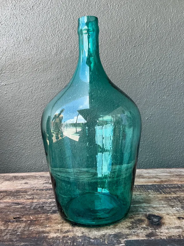 Vintage Teal Glass Demijohn — additional photo 3