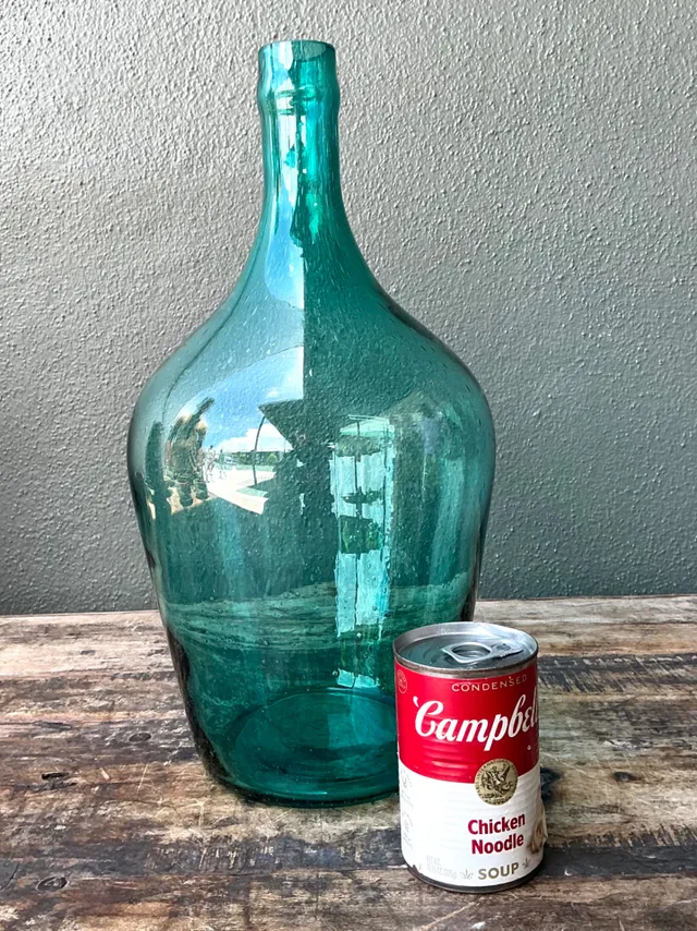 Vintage Teal Glass Demijohn — additional photo 1