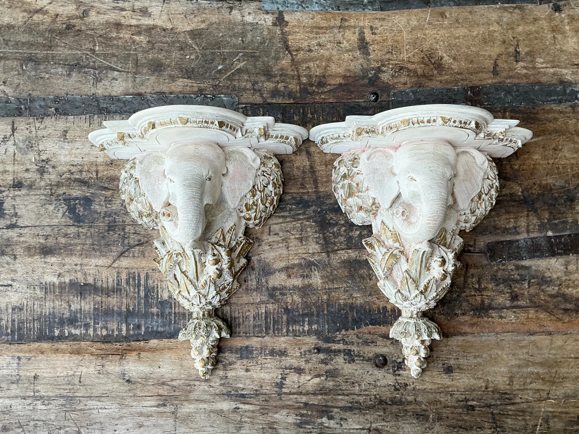 Vintage Elephant Motif Wall Brackets - A Pair — additional photo 3