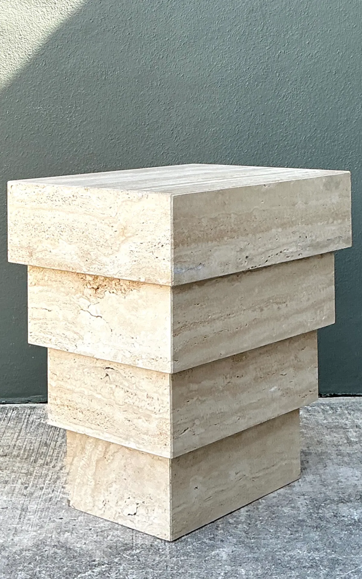 Vintage Stacked Travertine Pedestal — additional photo 8