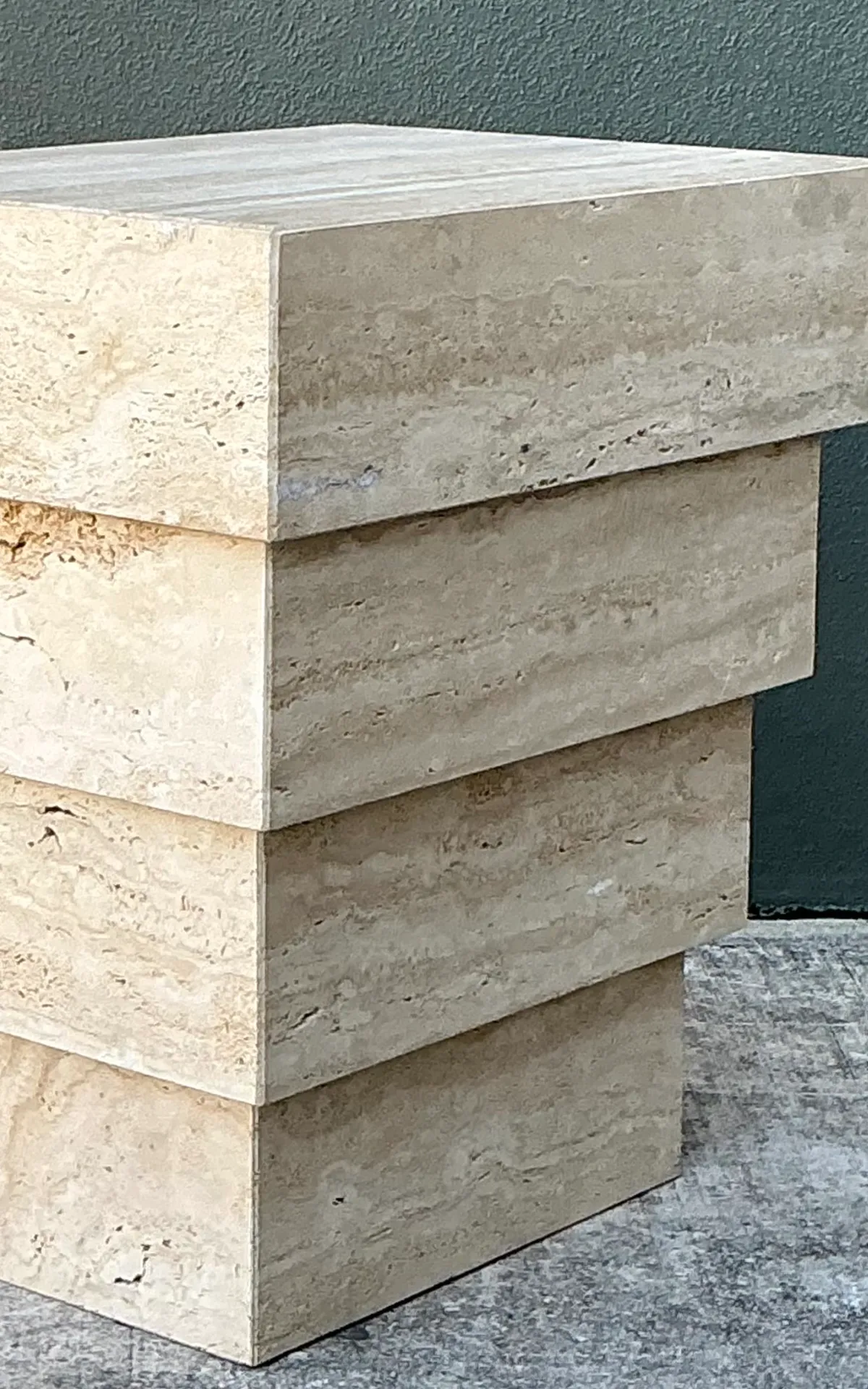 Vintage Stacked Travertine Pedestal — additional photo 3