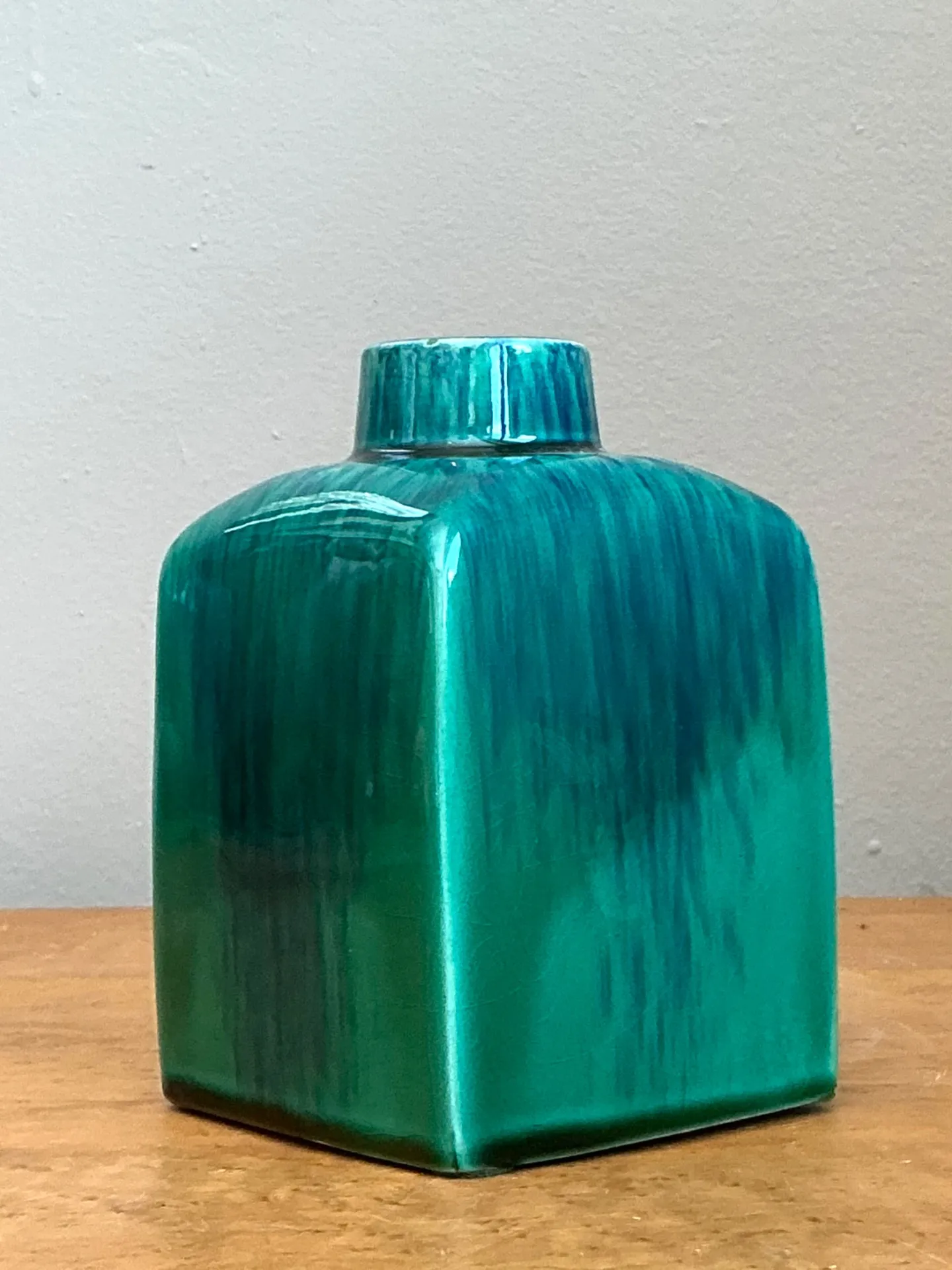 Vintage Turquoise Glazed Ceramic Vase — additional photo 3