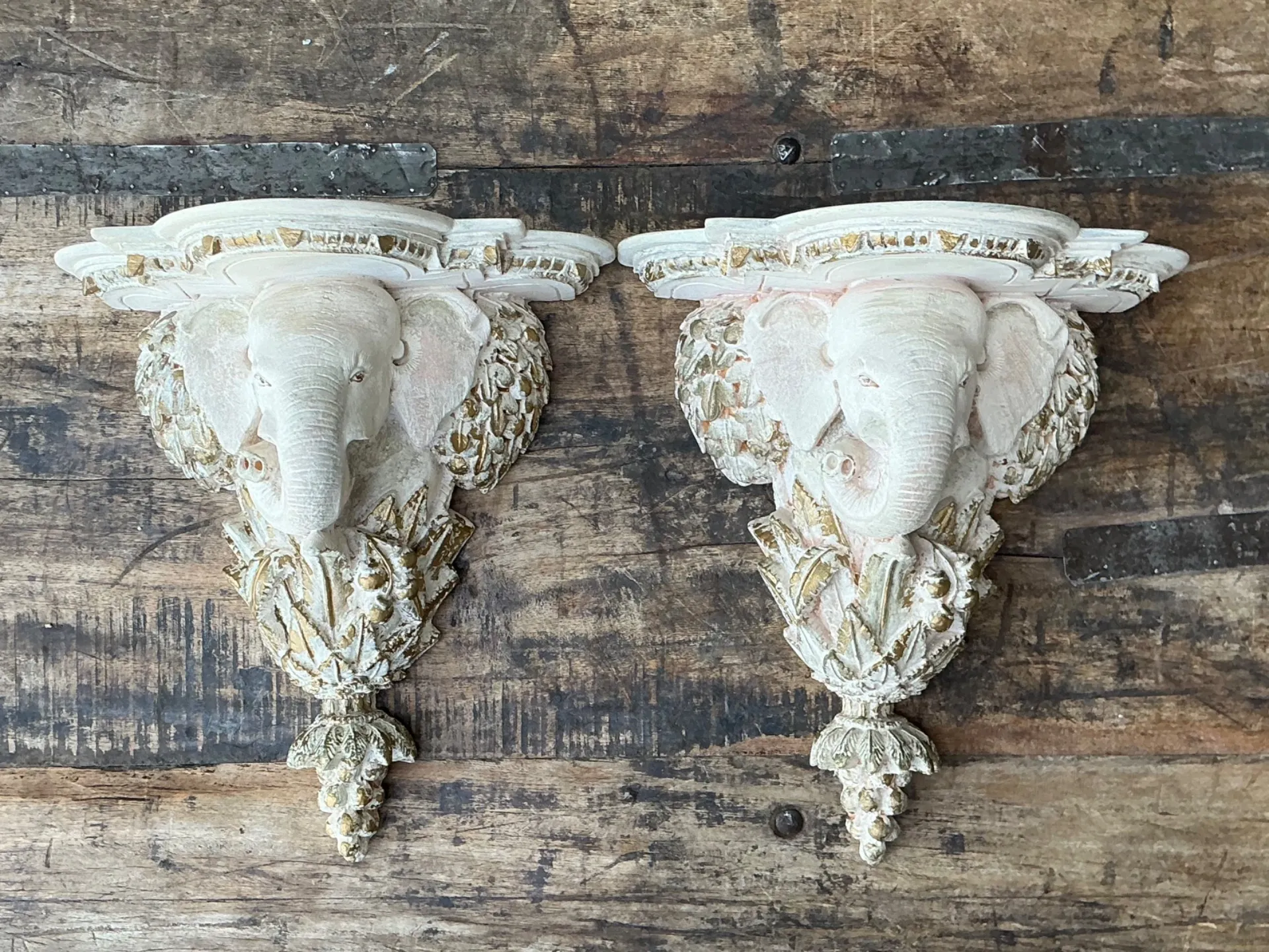 Vintage Elephant Motif Wall Brackets - A Pair — additional photo 8