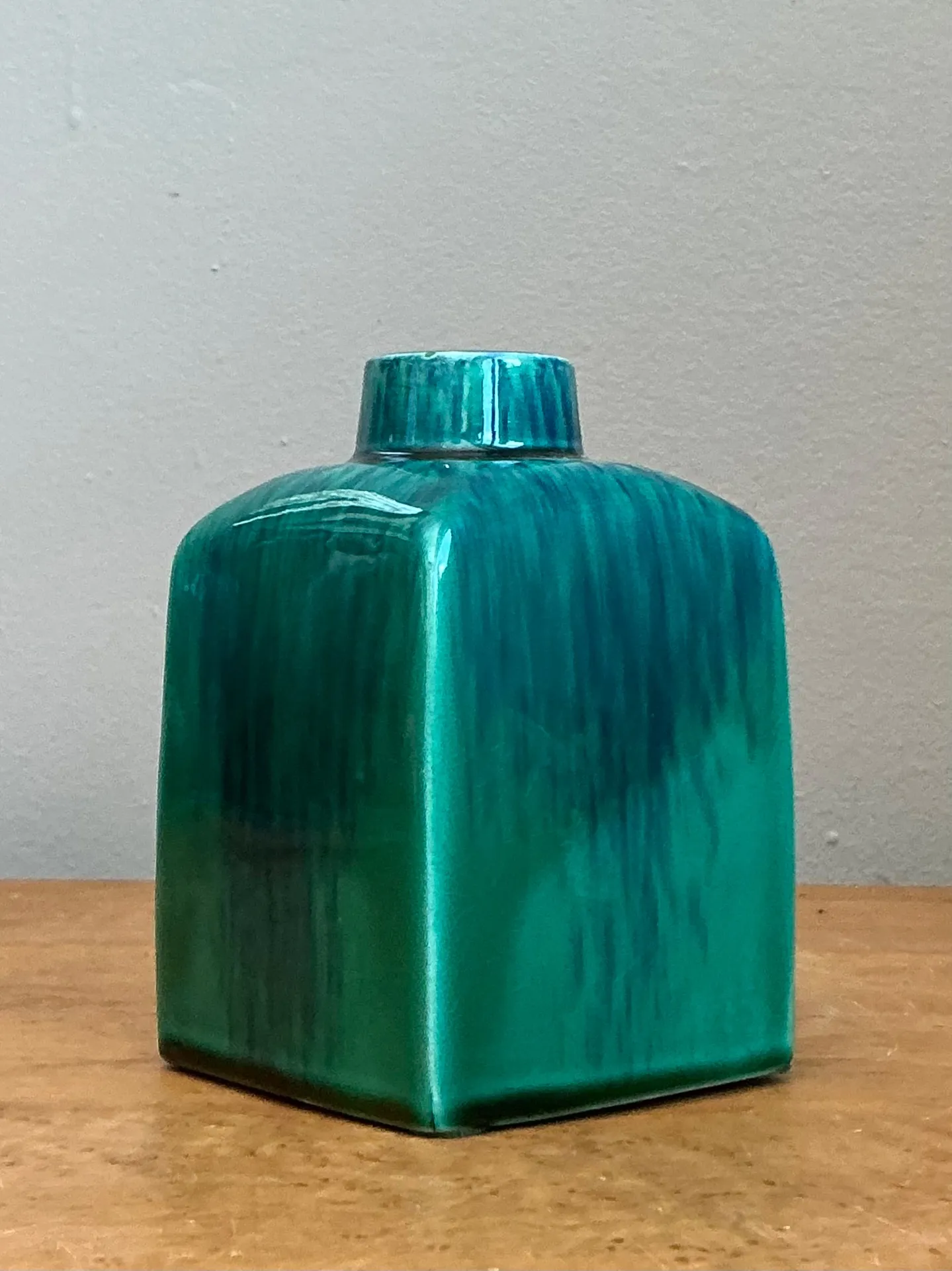 Vintage Turquoise Glazed Ceramic Vase — additional photo 1