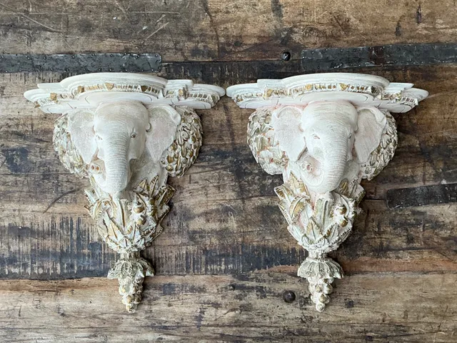 Vintage Elephant Motif Wall Brackets - A Pair — additional photo 7