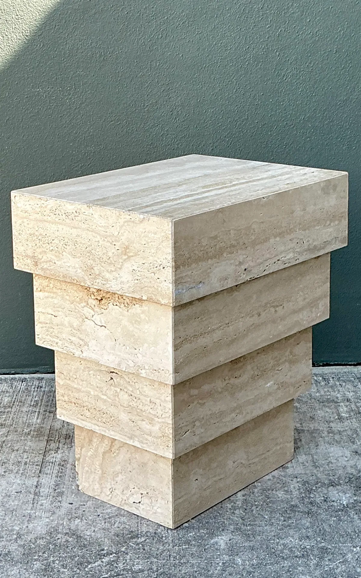 Vintage Stacked Travertine Pedestal