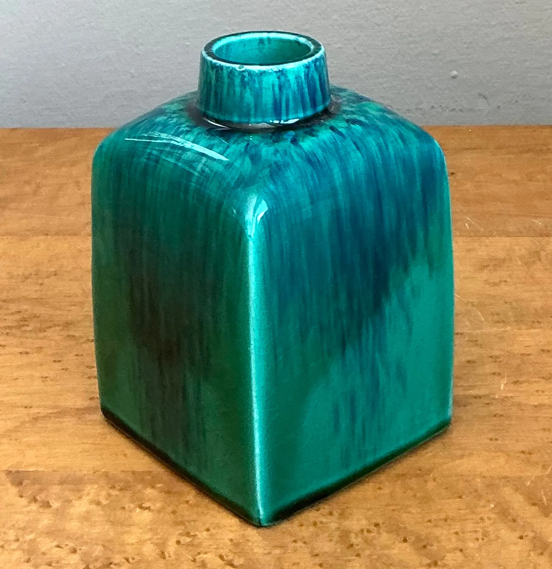 Vintage Turquoise Glazed Ceramic Vase — additional photo 7