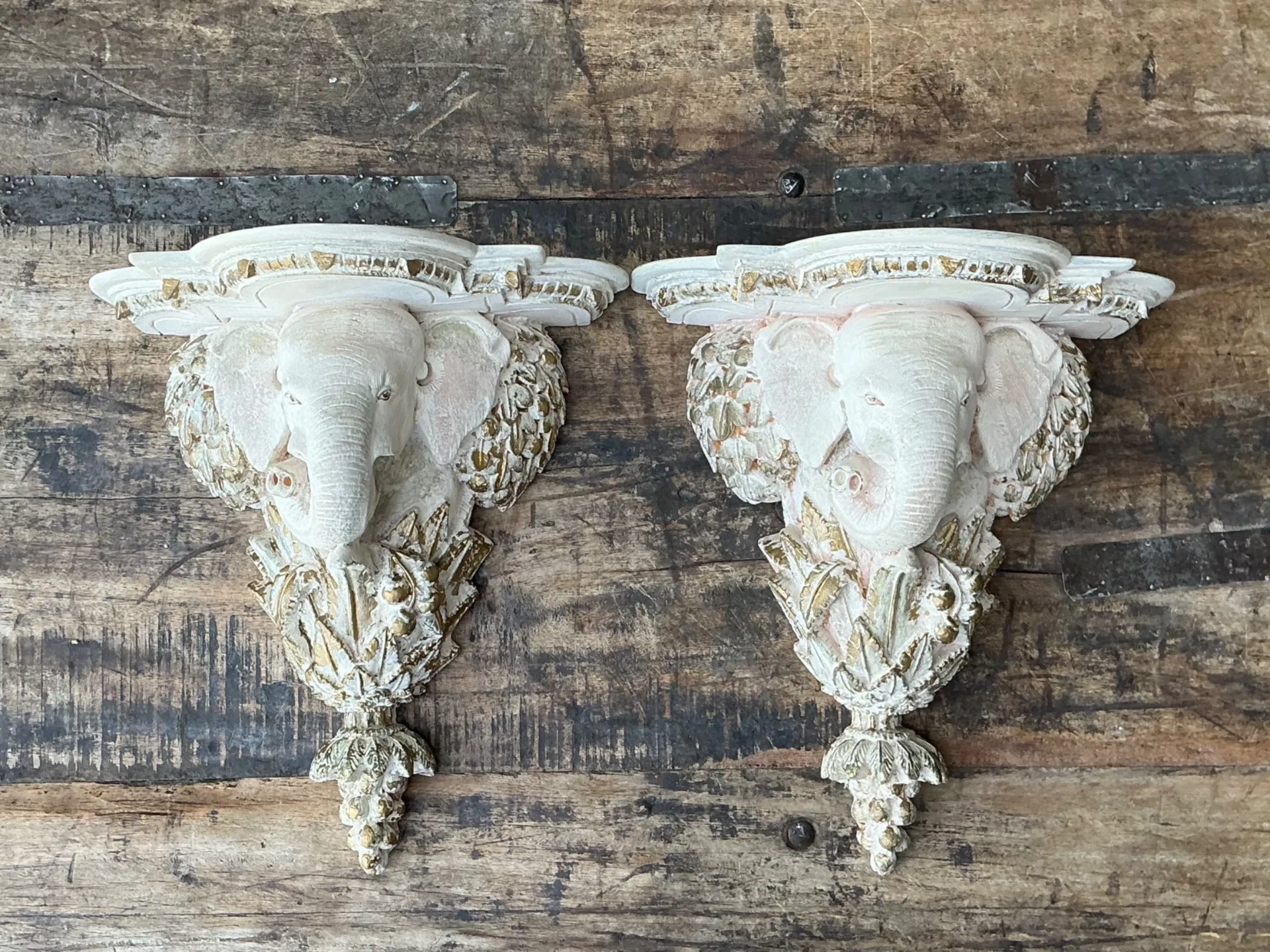 Vintage Elephant Motif Wall Brackets - A Pair — additional photo 4