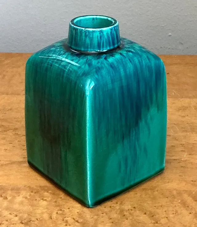 Vintage Turquoise Glazed Ceramic Vase — additional photo 6