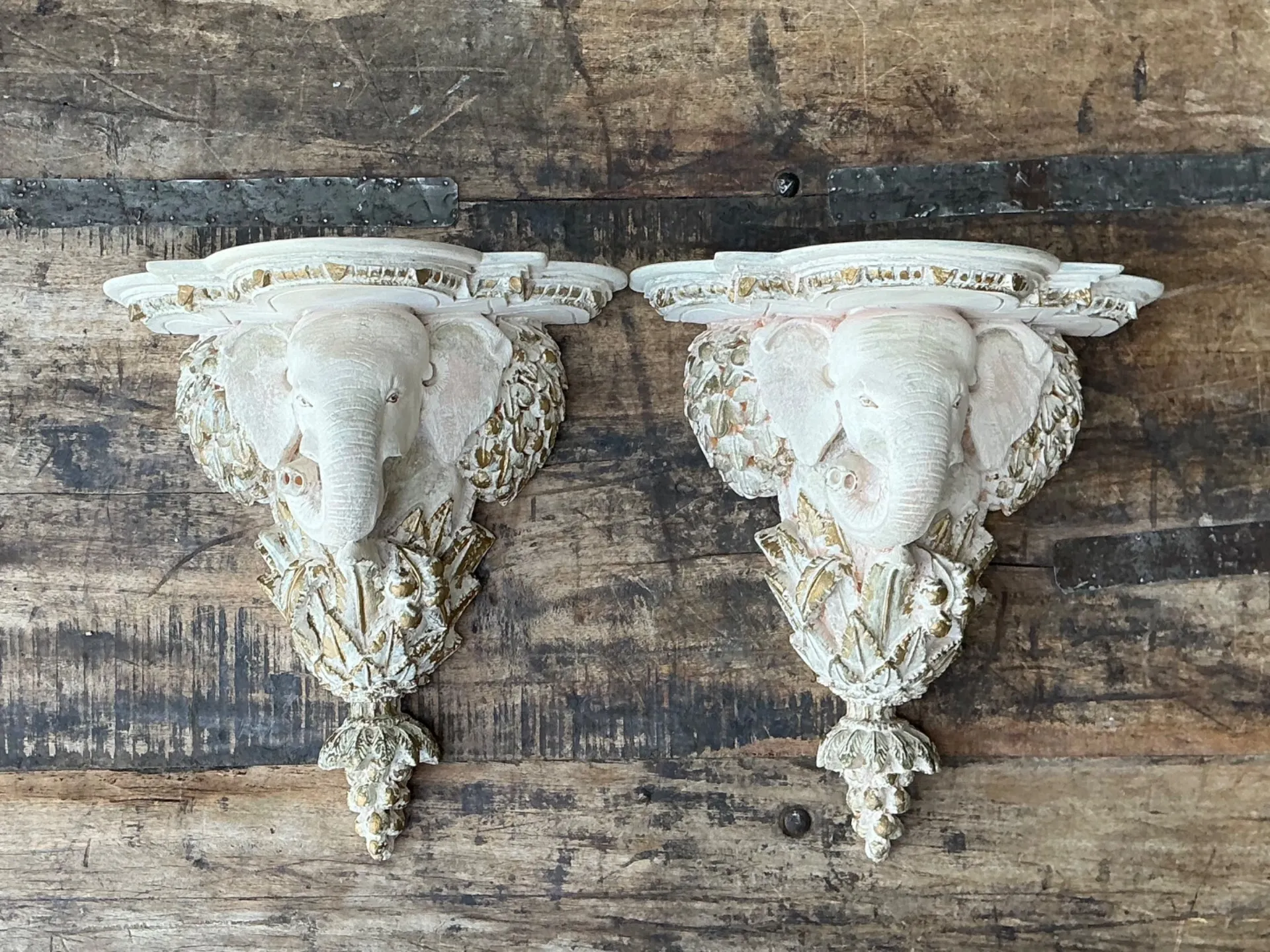 Vintage Elephant Motif Wall Brackets - A Pair — additional photo 5