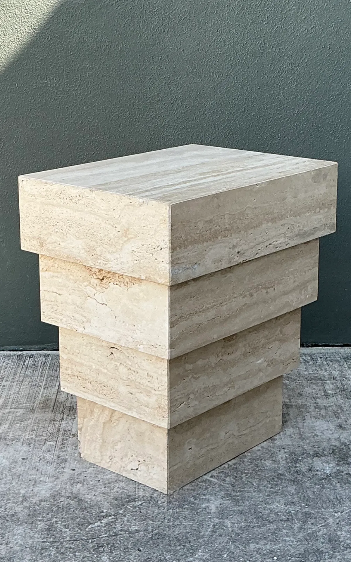Vintage Stacked Travertine Pedestal — additional photo 5