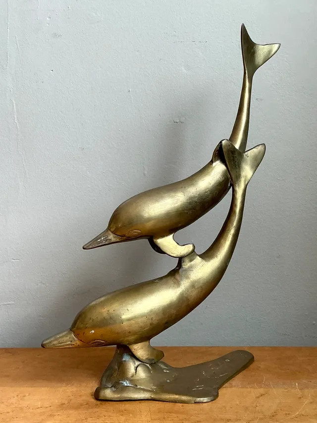 Vintage Brass Dolphin Sculpture — additional photo 4