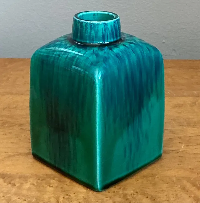 Vintage Turquoise Glazed Ceramic Vase — additional photo 4