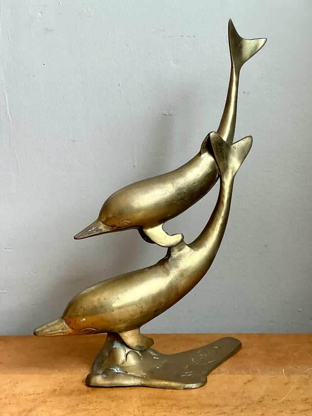 Vintage Brass Dolphin Sculpture — additional photo 6