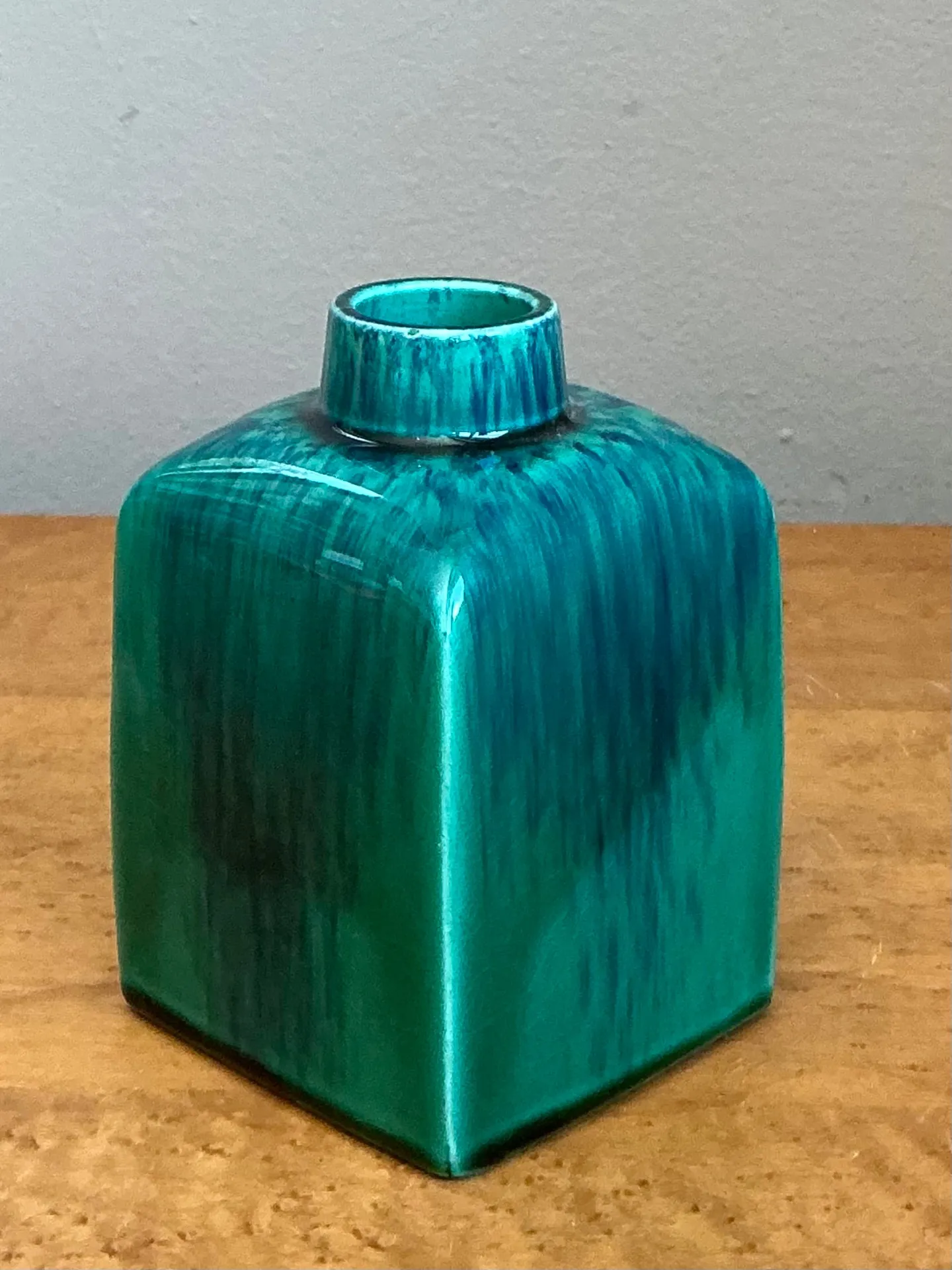 Vintage Turquoise Glazed Ceramic Vase — additional photo 2