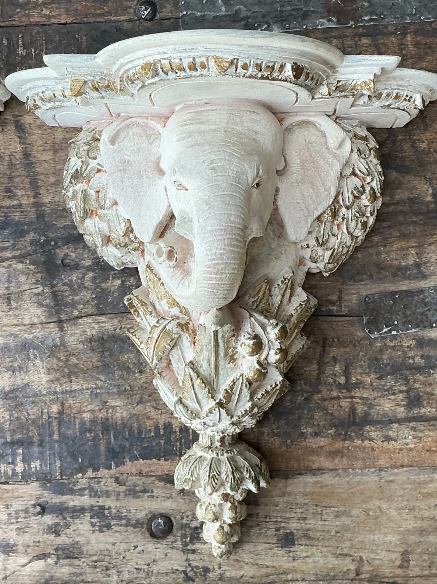 Vintage Elephant Motif Wall Brackets - A Pair — additional photo 1