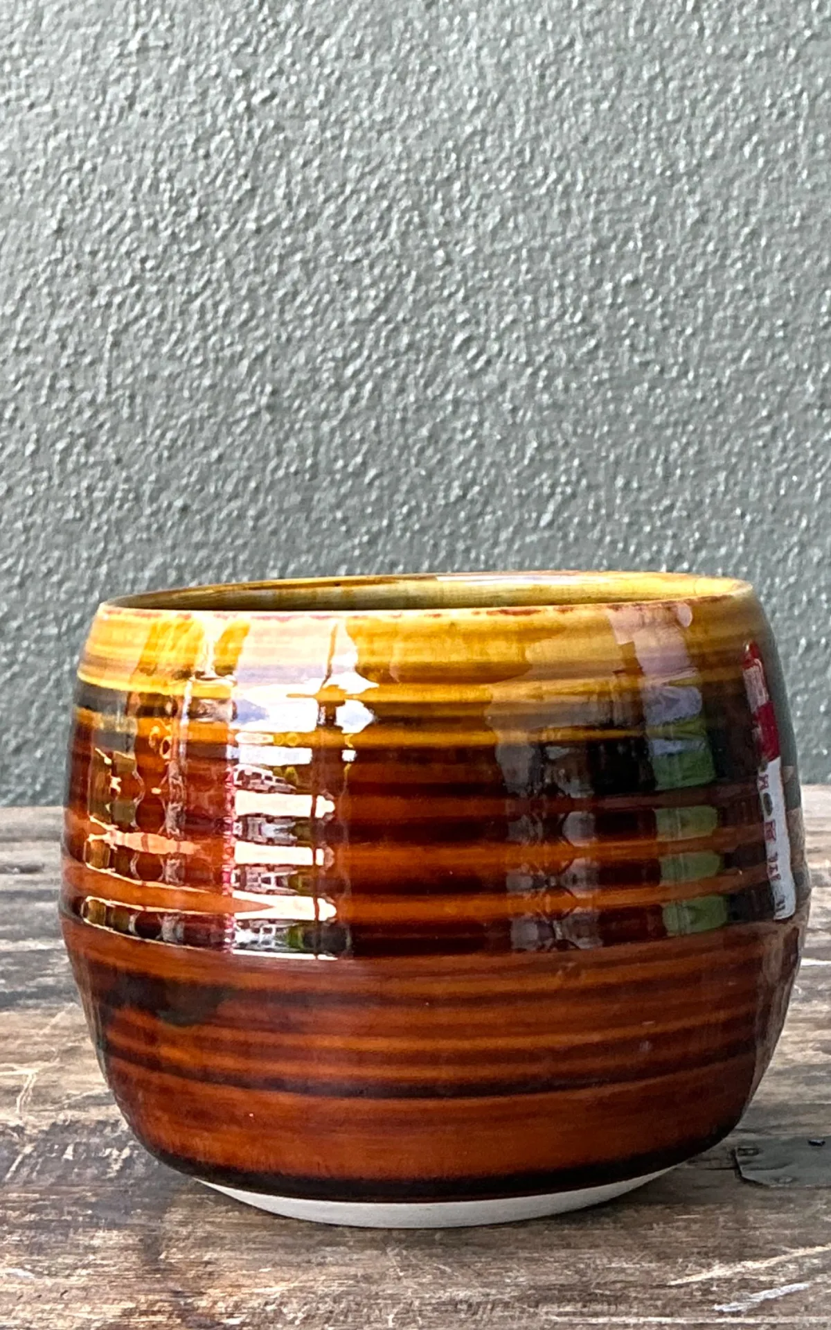 Vintage Brown Studio Pottery Bowl - Back view