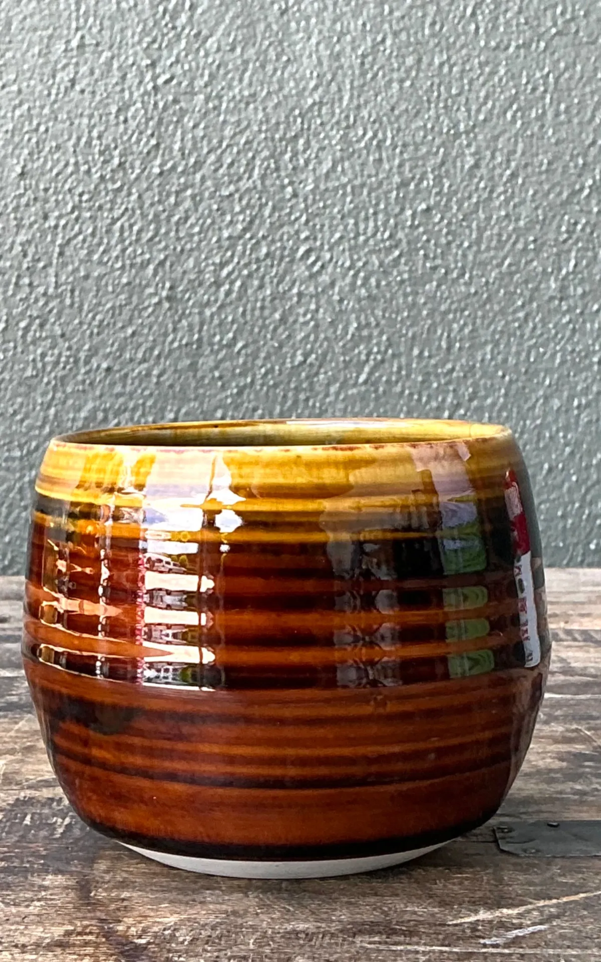 Vintage Brown Studio Pottery Bowl - Side view